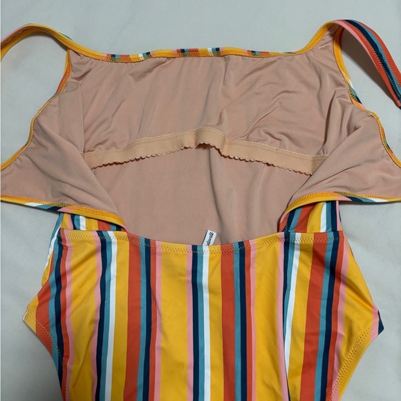 Madewell Vibrant Striped One Piece Swimsuit Sz S SKU 2 - Picture 3 of 6